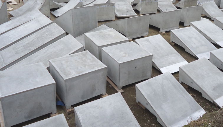 Zusammengebaute Beton-Skatemodule